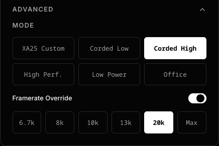 Control panel screenshot