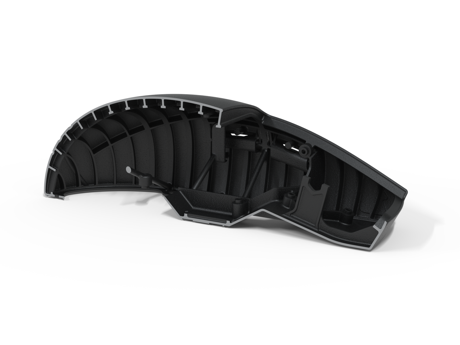 Cutaway render of the XA25 shell orthogrid structure
